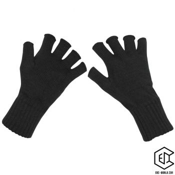 Strick Handschuhe ohne Finger, schwarz
