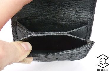 Straußenleder Körper Geldbörse hufeisenförmig mit 2 Geldfächern, schwarz