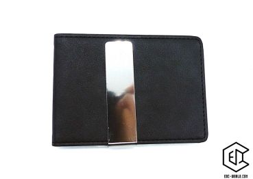 Kartenetui mit Geldklammer Leder, schwarz