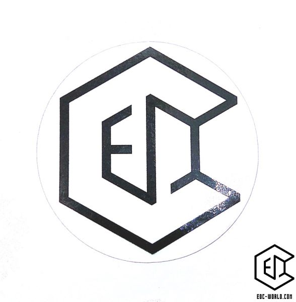 EDC-World®: Logo "EDC" Aufkleber rund, weiss/schwarz