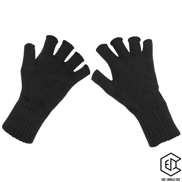 Strick Handschuhe ohne Finger, schwarz