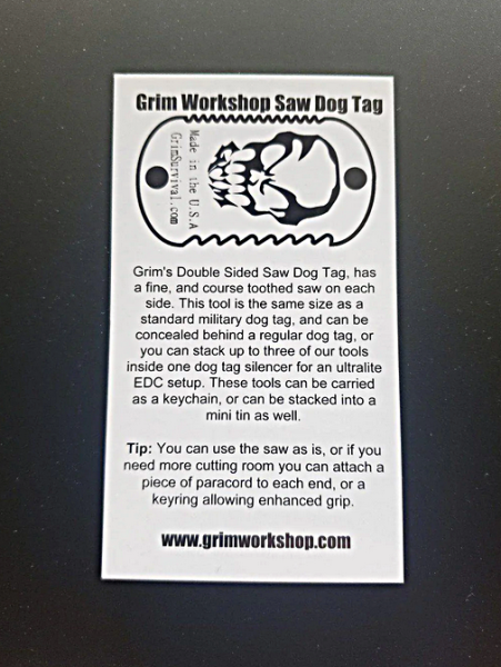GRIM WORKSHOP®: Dog Tag Saw EDC Saw Necklace