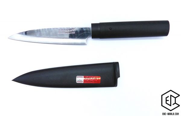 SUNCRAFT® : Kleines Küchenmesser, schwarz mit Holzscheide