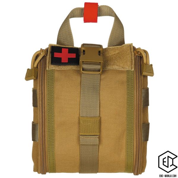 Erste Hilfe Tasche mit Inhalt: MFH®: Tasche, Erste-Hilfe, klein, "MOLLE IFAK", coyote tan