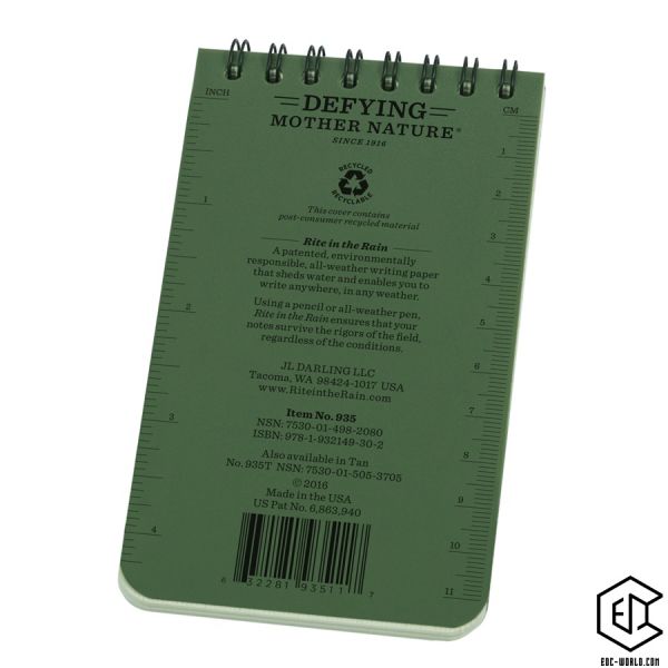 Rite in the Rain®: All-Wetter Notizblock, grün No. 935