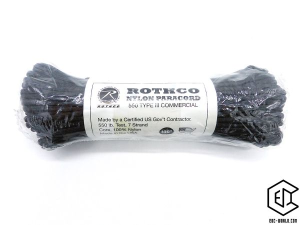 ROTHCO® Paracord/Fallschirmleine Schwarz 550 Type III 100 FT