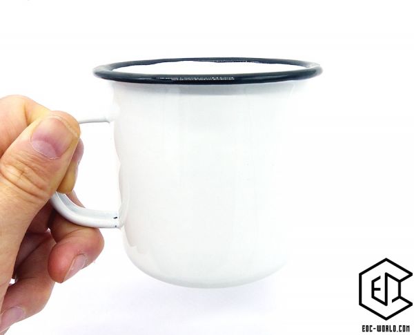Tasse Emaille unkaputtbar schwarz-weiß